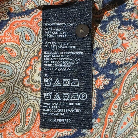 Tommy Hilfiger Womens Paisley Peplum Top Large Tie Back Belted Boho Chic Western - Picture 9 of 12